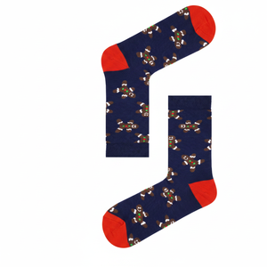 Unisex Navy Ankle <b>Socks</b> with Gingerbread Man Christmas Cookie Design Breathable for Daily Use - Product Image 2