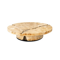 Table basse ronde contemporaine en placage de loupe de noyer Fabrication de meubles de salon de luxe sur mesure avec conception