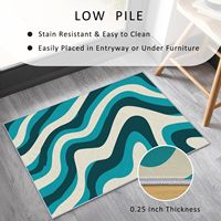 Maßgefertigter Großer Blauer Kunstkaschmir-Teppich Maschinengefertigt Waschbar Wohnzimmer Mid-Century Retro Gemustert Innenbereich Teppich Weich Rutschfest