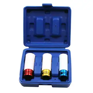 3 Cái Auto Car 1/2 Inch Lốp Bảo Vệ Tay Áo Tường Sâu Tác Động Bánh Xe Nut Ổ Cắm Set Với Hộp