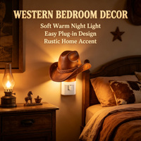 Luz Nocturna LED con Forma de Bota de Vaquero del Oeste, 360 ° Lámpara Decorativa Giratoria con Diseño de Cactus y Enchufe, Estilo Rústico, Venta al por Mayor de Fábrica, OEM, Regalo