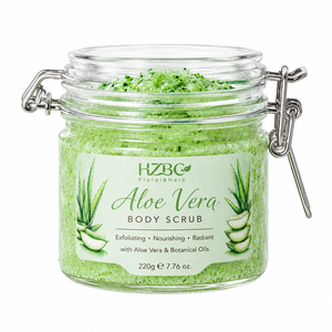 Gommage corporel à l'aloe vera OEM ODM - Gommage exfoliant apaisant et hydratant pour peaux sensibles, soulagement des coups <span class=keywords><strong>de</strong></span> soleil, élimine les peaux mortes - Product Image 1