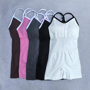 Women's Fashionable Seamless <strong>Yoga</strong> <strong>Bodysuit</strong> with Built-in Bra Breathable Gym Sports Gym Jumpsuit Women - Product Image 2