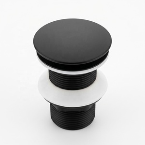 Bonde de lavabo moderne en laiton noir mat à ouverture par pression, avec système de vidange Click-Clack sans fente, pour salle de bain de luxe - Product Image 4