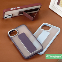 Vente en gros de couverture de support pliable de téléphone portable personnalisé boutons galvanisés poignée de doigt étui de téléphone portable antichoc mat doux