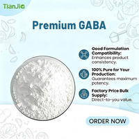 Poudre cristalline blanche d'acide gamma-aminobutyrique (GABA) de qualité alimentaire casher et halal, prix direct usine Tianjia, en vrac, 25 kg, ISO9001