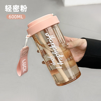 Custom Logo Bpa-Vrij 600Ml Plastic Drinkwaren Helder Water Fles Filter Stro Voor Outdoor Reizen Camping Fruit Sap Waterfles