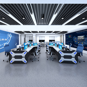 Moderno banco di controllo industriale-Console per operatore ergonomica funzione di gestione dei cavi regolabile in altezza legno + metallo - Product Image 3