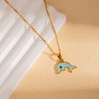 Ocean Animal Emaille Fruit Ketting 18k Goud Verguld Fruit Kersen Aardbei Dames RVS Ketting