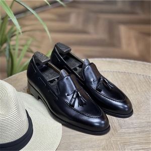 Chaussures en cuir classiques pour hommes, style britannique, formelles, à lacets, faites à la main, décontractées, à bout carré, mocassins à pampilles, respirantes - Product Image 3