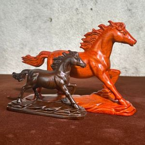 خشب الأبنوس نحت اثني عشر حصان البروج لنجاح ديكور المنزل الماهوجني الحرف اليدوية الحصان الحلي - Product Image 4