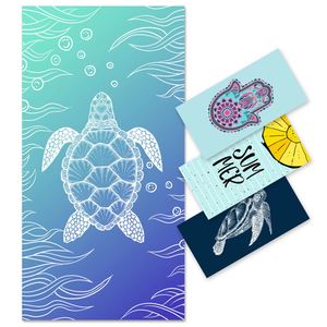 Serviette de plage rectangulaire en microfibre avec impression personnalisée par sublimation, résistante au sable, pour la natation et le surf - Product Image 1