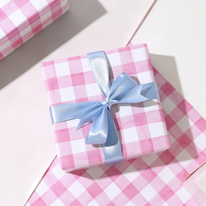 Pink Gingham Check Wrapping Paper Custom Print Baby Shower <b>Gift</b> Wrap for Girl Birthday Party Decorative Packaging Paper - Product Image 5