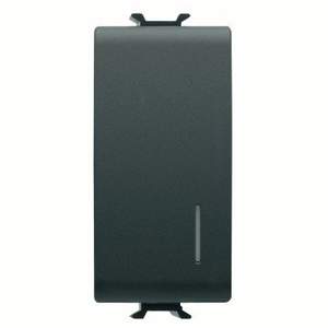 Interrupteur à bouton-poussoir éclairé Chorusmart 250V 16A 1NO, borne à vis, plastique noir satiné, IP40 - Product Image 1