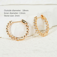 Boucles d'oreilles or 9k/10k/14k/18k Moissanite Diamants Créoles DEF VVS 2MM Moissanite Eternity Hoop Boucles d'oreilles Femmes Fine Jewelry Boucles d'oreilles