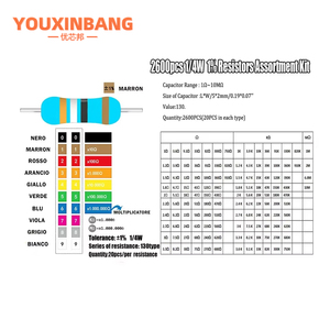 2600pcs rất nhiều 130 giá trị 1 _ 4W 0.25W kim loại phim điện trở kết hợp gói Kit Set số lượng lớn linh kiện điện tử cố định tụ - Product Image 3