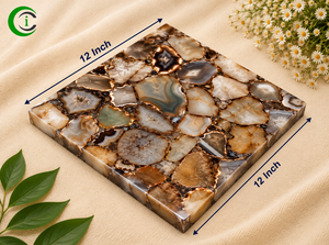 Plaque murale décorative en agate marbrée rouge-brun de 12 pouces pour les intérieurs de maisons et de bureaux, et décoration murale haut de gamme - Product Image 3