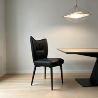 Chaise de salle à manger minimaliste contemporaine avec structure en fer massif, revêtement en similicuir, pieds en métal, pour la maison, les hôtels, les restaurants, les écoles