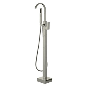 Robinets de salle de bain sur pied modernes, Nickel brossé, Chrome, mélangeur chromé, <span class=keywords><strong>baignoire</strong></span>, robinets de <span class=keywords><strong>baignoire</strong></span> avec <span class=keywords><strong>douche</strong></span> à main - Product Image 1