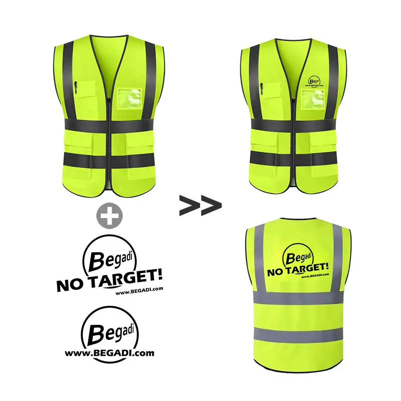 Security Jacket Construction High Visibility Multi Pockets Colorful Reflective Safety Work Vest