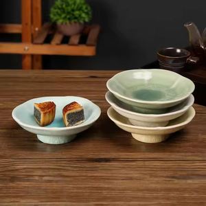 8 Designs Lovely Snack Dish Chinese-style Six-petal Tea Cake <b>Plate</b> <b>Ceramic</b> Borneol Fruit Cake Nut Highleg Tray <b>Ceramic</b> <b>Plate</b> - Product Image 1
