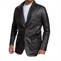 Veste Blazer en Cuir Véritable Respirante, Coupe-Vent et Écologique pour Homme – Style Décontracté et Professionnel, Personnalisable, OEM