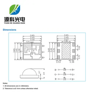 YUANKE LED Ceramic Substrate High Power 3*1W 3W Triple Color RGB 3-in-1 3535 RGBW SMD LED Chip SMT Diode