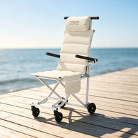 Carrito de Transporte Compacto y Portátil para Silla de Ruedas, Diseño Plegable y Reclinable, Apto para Viajes al Aire Libre de Personas Mayores y Niños