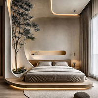 Modernes Schlafzimmer-Set Luxuriöses Kingsize-Bettgestell Luxus-Set Doppelbett aus Leder mit Nachttisch Komplette Einrichtungsdesign