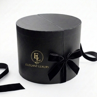 Boîte cadeau cylindrique noire mate personnalisée avec ruban en velours pour cadeaux de luxe et emballage de vente au détail, vente en gros en vrac