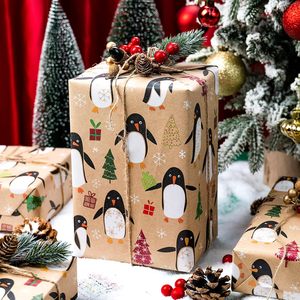 MAYPLUSS Christmas Wrapping Paper Roll 17in X 33ft Kraft Paper Cute Penguin Tree Pattern Gift <b>Wrap</b> for Holiday Season - Product Image 6