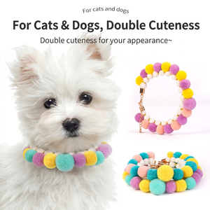 Soft Cat Scarf Ball Shape Imitation Pearl Flowers Pattern Pet <b>Collar</b> for Small Dogs All Season Accessory Dropshipping - Product Image 2