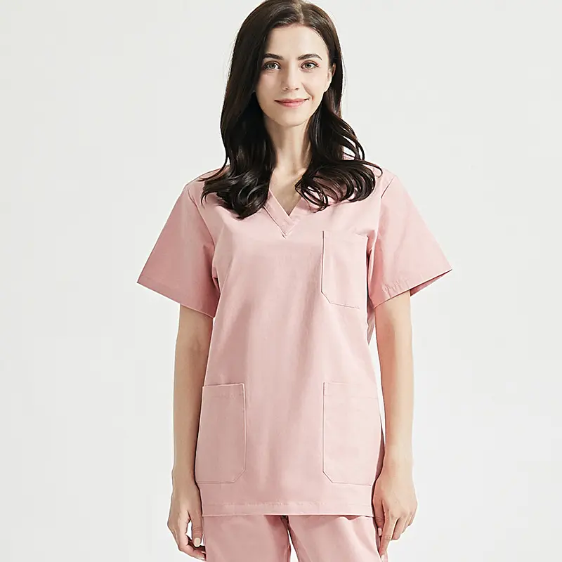 In stock di cotone poliestere sexy infermiera ospedale uniforme sexy birichina uniforme da infermiera rosa