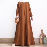 Abayas Luxueuses du Moyen-Orient pour Femmes Musulmanes, Couleur Pure, Abaya Noire à Manches Longues
