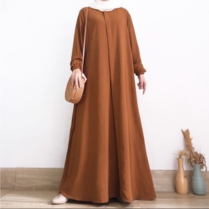 Abayas Luxueuses pour Femmes Musulmanes du Moyen-Orient, Couleur Unie, Manches Longues, Abaya Noire - Product Image 3