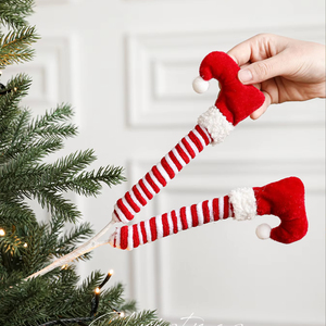 Weihnachts dekor Weihnachts elfen Gefüllte Beine Picks Weihnachts elfen beine Picks Gestreifte Plüsch Gefüllte Weihnachts elfen beine Baums chmuck - Product Image 2