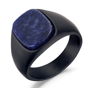 Pietre preziose personalizzate 316 acciaio inossidabile lapislazzuli pietra naturale anelli IP gioielli neri per donna <span class=keywords><strong>uomo</strong></span> <span class=keywords><strong>elegante</strong></span> Finger <span class=keywords><strong>accessori</strong></span> - Product Image 1