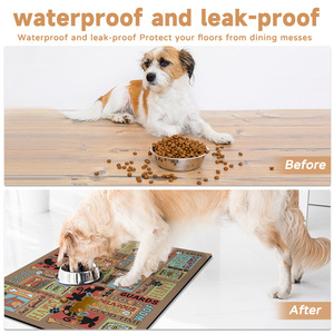 Alfombra rectangular impermeable de cuero para mascotas, para jaula de perro y área de alimentación, 35x50, 45x60, 50x70 - Product Image 3