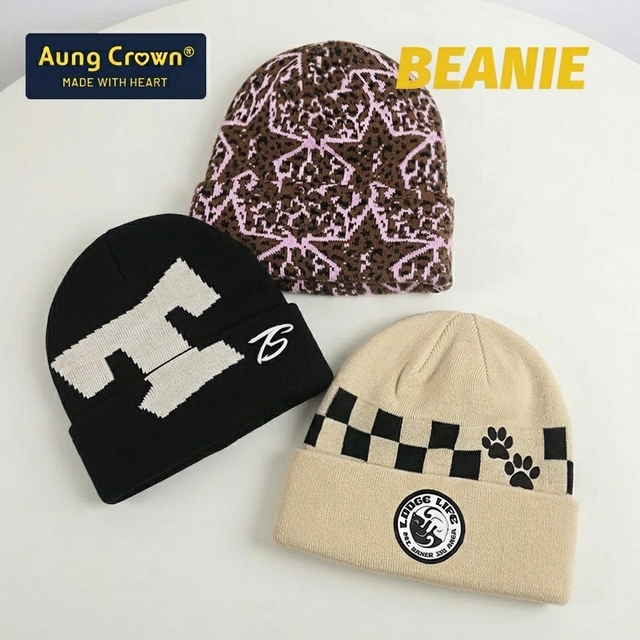 High Quality Beanie Hat Manufacturer OEM Custom Design Your Own Logo Winter Cuffed Knitted Beanies