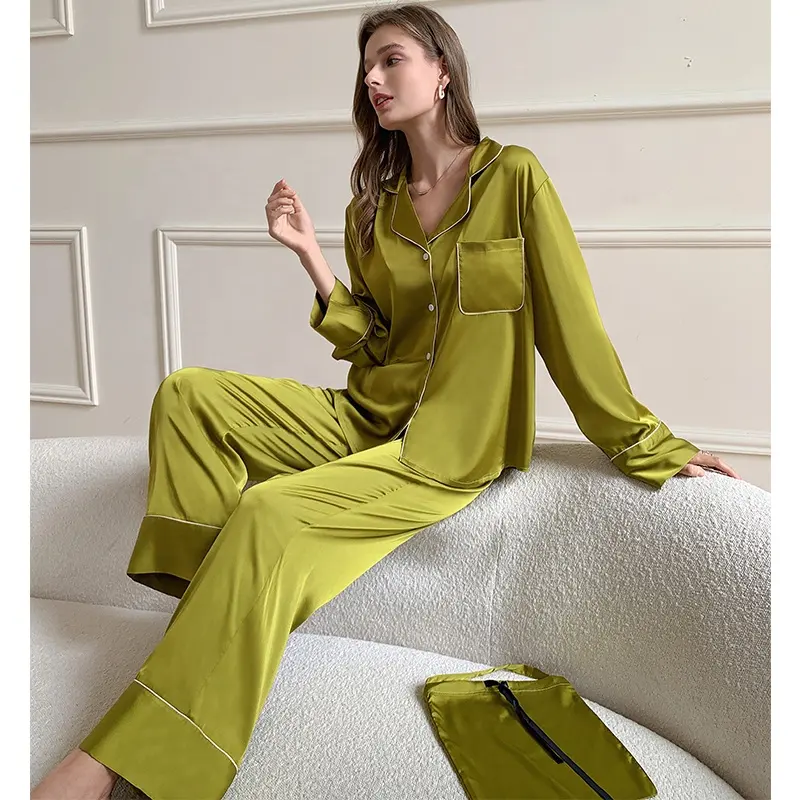 2021 Yaoting Pijamas พิมพ์ชุดนอนผู้หญิงชุดนอนซาตินชุดนอนผ้าไหม