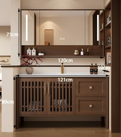 Meuble-lavabo moderne autoportant multifonctionnel étanche avec miroir LED tactile et vasque en céramique pour villas, personnalisable