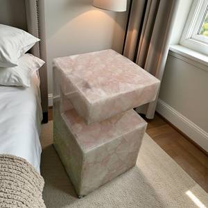 Mesa de Noche de Cuarzo Rosa y Ónix, Cristal Curativo, Gema Rosa, Mesa Moderna para Sala de Estar y Decoración de Muebles al por Mayor - Product Image 1