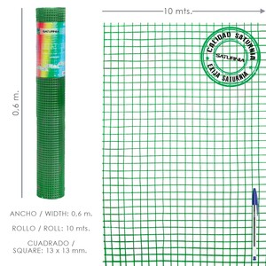 Electrowelded <b>Plasticized</b> <b>Fence</b> Mesh 13x13/ 60 cm. roll 10 meters. - Product Image 1