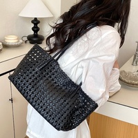 Sac fourre-tout en cuir PU tressé, 7 couleurs, lot de 2, couleur bonbon, grande capacité, sac à bandoulière ajouré, sac à main de plage pour femme