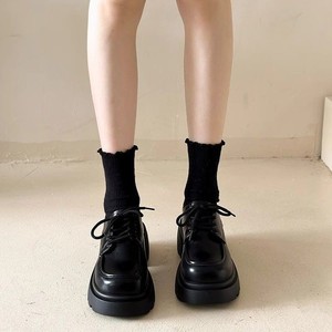 Women Breathable Lace up <b>Height</b> <b>Increasing</b> Single Shoes for Autumn Thick Soled Leather Platform Dress Shoes - Product Image 3