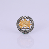 Cadeaux occidentaux personnalisés Épinglette tête de lion antique en métal argenté et laiton avec logo