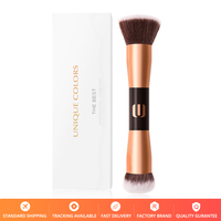 Pinceau cosmétique synthétique double embout personnalisé pour fond de teint et contouring, applicateur 2-en-1