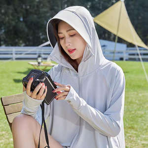 Veste de protection solaire anti-UV pour femmes et hommes, à capuche, UPF 50, vêtements de protection solaire pour l'extérieur, chemise de pêche, protection contre les éruptions cutanées - Product Image 6