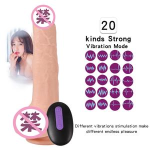 Telecomando all'ingrosso che vibra doppio dildo di grandi dimensioni giocattoli adulti del sesso lesbico vibratore dildo per le donne - Product Image 2