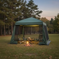 Tente de camping familiale extra large carrée à 4 portes, protection UV, structure en tuyaux galvanisés de 22 mm, imperméable, anti-moustiques
